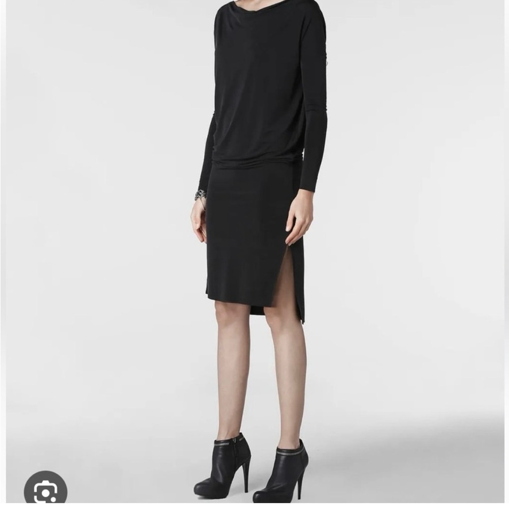 All Saints Rubie Black Long Sleeve Midi Dress